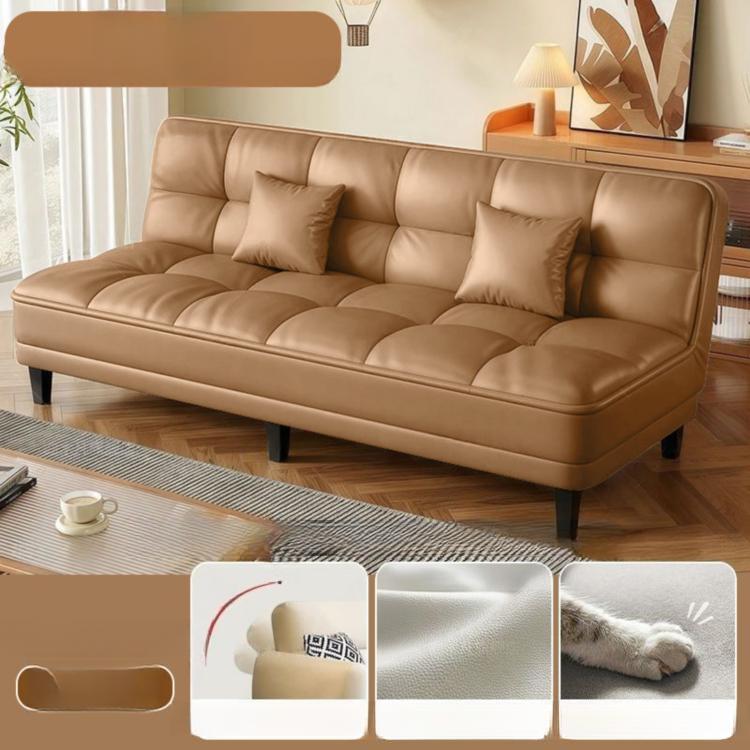 3-Seater Foldable Sofa Bed, Cat-Scratch-Resistant Leather Convertible Couch for Small Living Room hs-0526-1