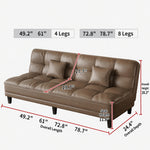 3-Seater Foldable Sofa Bed, Cat-Scratch-Resistant Leather Convertible Couch for Small Living Room hs-0526-1