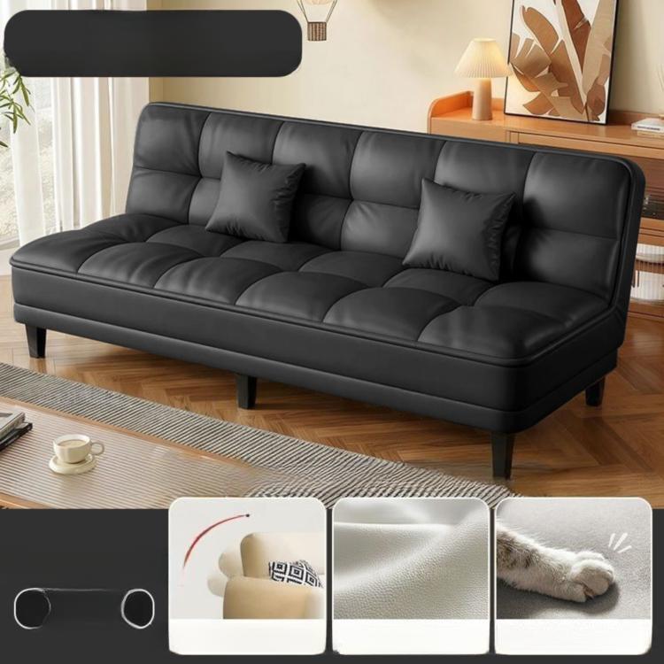 3-Seater Foldable Sofa Bed, Cat-Scratch-Resistant Leather Convertible Couch for Small Living Room hs-0526-1