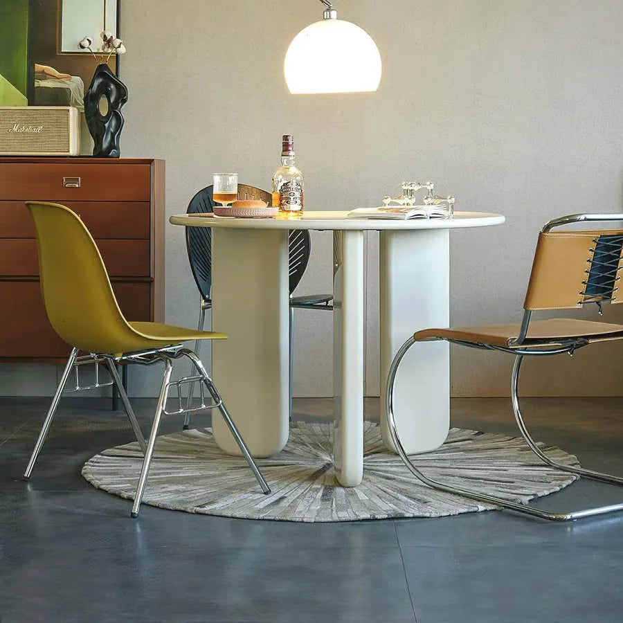 Modern Round Dining Table with Elegant Gloss Finish for Stylish Spaces hsj-2249