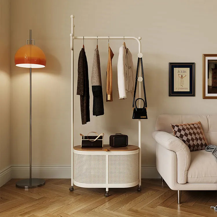 Stylish Metal & Wood Coat Hanger with Storage Cabinet - Modern Entryway Solution hsj-2250