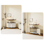 Sleek Rolling Tea Table with Rattan Cabinet and Dark Wood Top - Modern Décor hsj-2252
