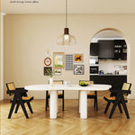 Sleek Contemporary White Oval Dining Table - Elegant Home Centerpiece hsj-2254