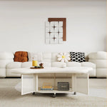 Stylish Modern Tea Table with Rattan Accents and Rolling Wheels hsj-2255