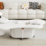 Stylish Modern Tea Table with Rattan Accents and Rolling Wheels hsj-2255