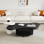 Stylish Modern Tea Table with Rattan Accents and Rolling Wheels hsj-2255