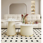 Sleek Sintered Stone and Solid Wood Tea Table with Faux Leather Finish - Modern Elegance for Your Living Room hsj-2256