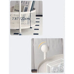 Compact White Metal Rolling Tea Table with Storage Basket - Modern Home Accent hsj-2257