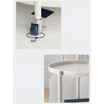 Compact White Metal Rolling Tea Table with Storage Basket - Modern Home Accent hsj-2257