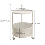 Compact White Metal Rolling Tea Table with Storage Basket - Modern Home Accent hsj-2257