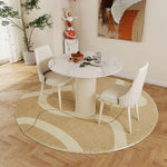 Elegant Round Sintered Stone Dining Table in Beige White with Carbon Steel Base – Perfect for Modern Interiors hsj-2258
