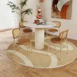 Elegant Round Sintered Stone Dining Table in Beige White with Carbon Steel Base – Perfect for Modern Interiors hsj-2258