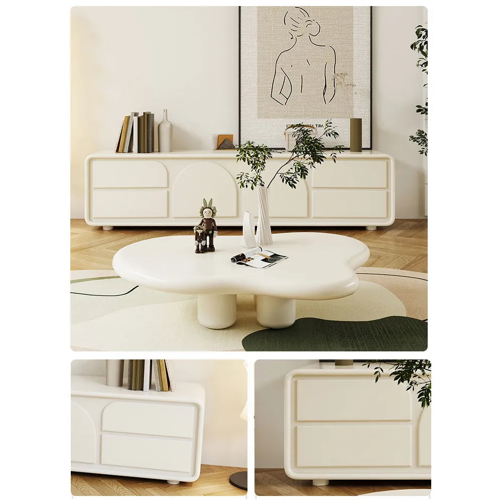 Modern White TV Cabinet with Sleek Minimalist Design for Stylish Living Rooms hsj-2260