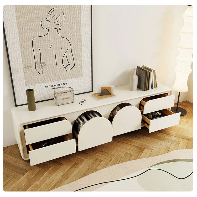 Modern White TV Cabinet with Sleek Minimalist Design for Stylish Living Rooms hsj-2260