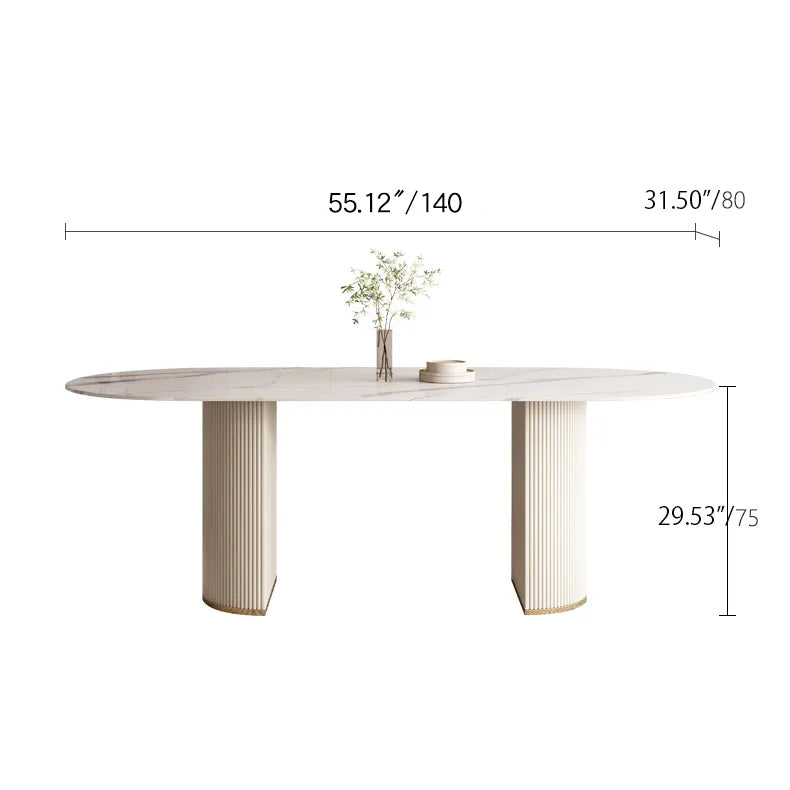 Elegant Sintered Stone Dining Table with Faux Leather Finish - Modern Minimalist Design hsj-2261