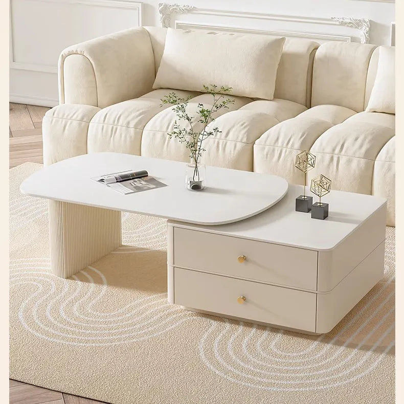 Modern Sintered Stone Tea Table with Storage Drawers for Elegant Living Rooms hsj-2264
