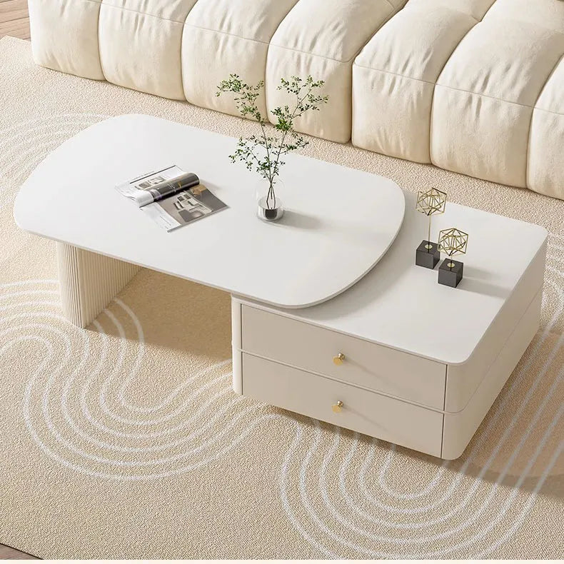 Modern Sintered Stone Tea Table with Storage Drawers for Elegant Living Rooms hsj-2264