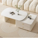 Modern Sintered Stone Tea Table with Storage Drawers for Elegant Living Rooms hsj-2264