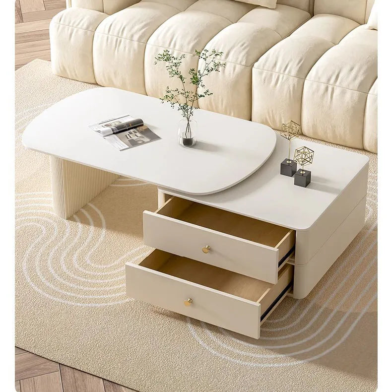 Modern Sintered Stone Tea Table with Storage Drawers for Elegant Living Rooms hsj-2264