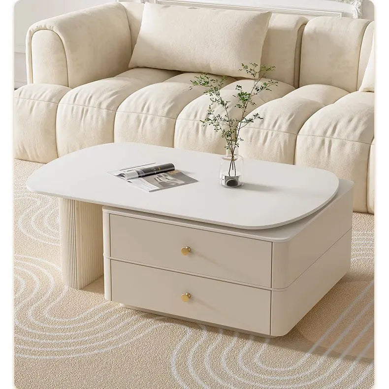 Modern Sintered Stone Tea Table with Storage Drawers for Elegant Living Rooms hsj-2264