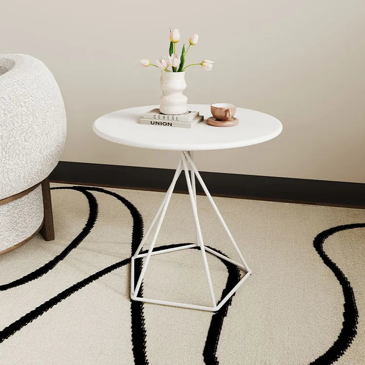 Modern White Minimalist Metal Frame Tea Table - Stylish Living Room Accent Piece hsj-2266