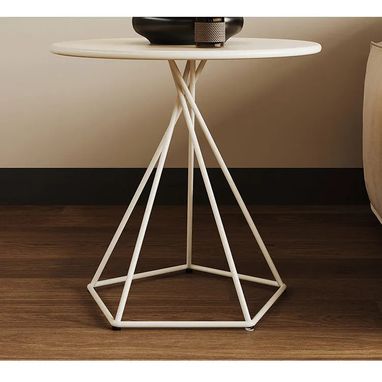 Modern White Minimalist Metal Frame Tea Table - Stylish Living Room Accent Piece hsj-2266