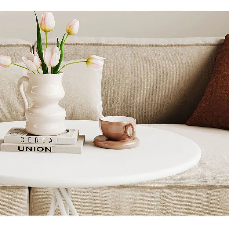 Modern White Minimalist Metal Frame Tea Table - Stylish Living Room Accent Piece hsj-2266