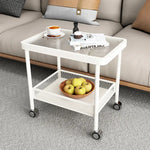 Modern Glass Rolling Cart with Storage Shelf – Perfect for Living Room Decor hsj-2270