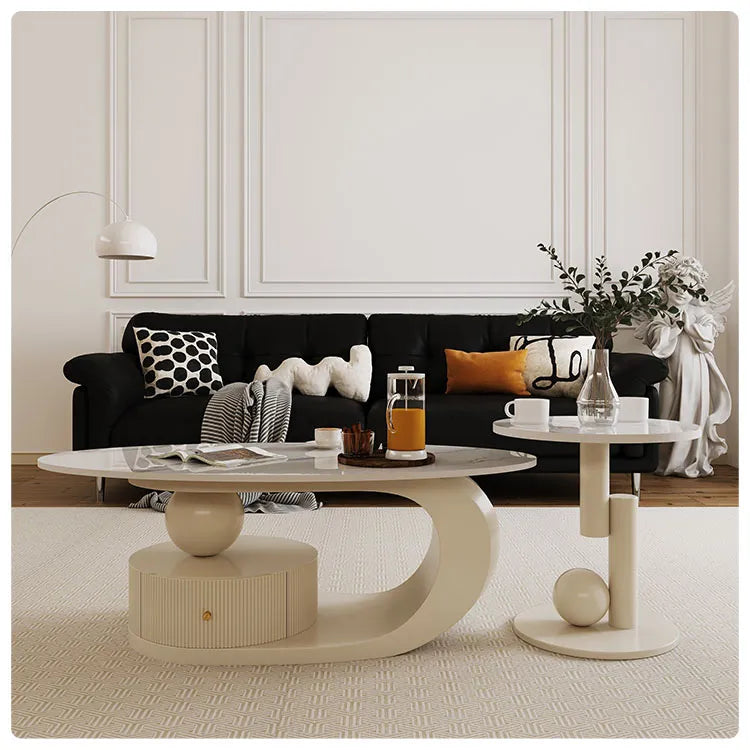 Sleek Sintered Stone Tea Table for Modern Living Room Decor hsj-2276