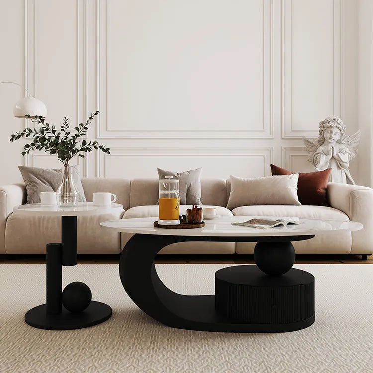 Sleek Sintered Stone Tea Table for Modern Living Room Decor hsj-2276