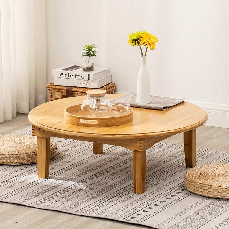 Natural Wood Color Bamboo Tea Table - Elegant and Stylish Decor Piece hsl-128