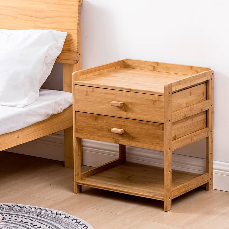 Stylish Brown Bamboo Bedside Cupboard – Elegant & Durable Natural Wood Finish hsl-297