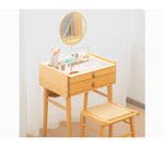 Elegant Natural Bamboo Makeup Table with Glass Top hsl-73