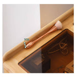 Elegant Natural Bamboo Makeup Table with Glass Top hsl-73