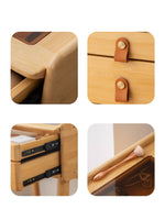 Elegant Natural Bamboo Makeup Table with Glass Top hsl-73