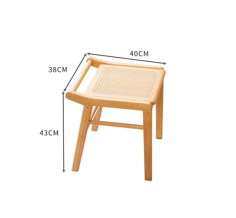 Bamboo Wood and Glass Stool - Natural Wood Finish hsl-74