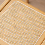 Bamboo Wood and Glass Stool - Natural Wood Finish hsl-74