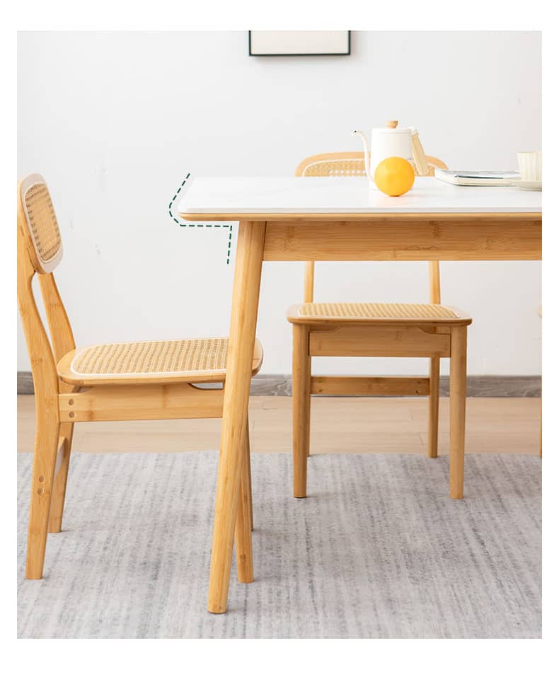 Stylish Bamboo Slate Table: Modern Elegance with Durable Stone Surface hsl-75