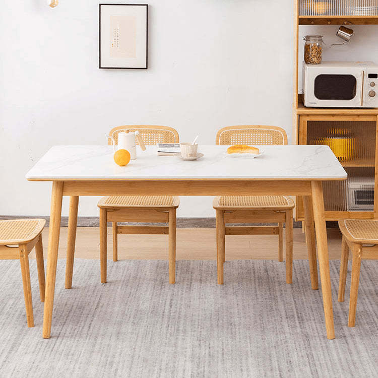 Stylish Bamboo Slate Table: Modern Elegance with Durable Stone Surface hsl-75