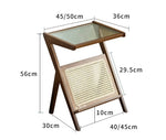 Elegant Natural Wood Tea Table with Reeded Glass – Brown, Grey & Dark Bamboo Styles hsl-76