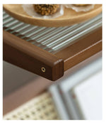 Elegant Natural Wood Tea Table with Reeded Glass – Brown, Grey & Dark Bamboo Styles hsl-76