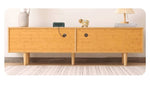 Stylish Natural Wood TV Cabinet with Bamboo Shelves, Durable ABS Resin, and Glass Doors hsl-80