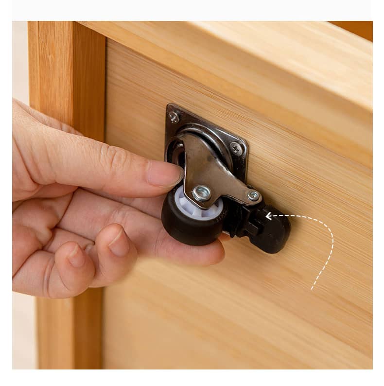 Elegant Natural Wood Tea Table with Reeded Glass and Dark Grey Bamboo Accents hsl-82