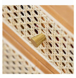 Elegant Natural Wood Tea Table with Reeded Glass and Dark Grey Bamboo Accents hsl-82