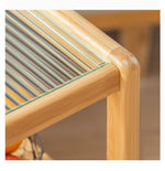 Elegant Natural Wood Tea Table with Reeded Glass and Dark Grey Bamboo Accents hsl-82