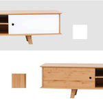 Stylish White & Natural Wood TV Cabinet - Sleek Bamboo Design for Modern Living Spaces hsl-83
