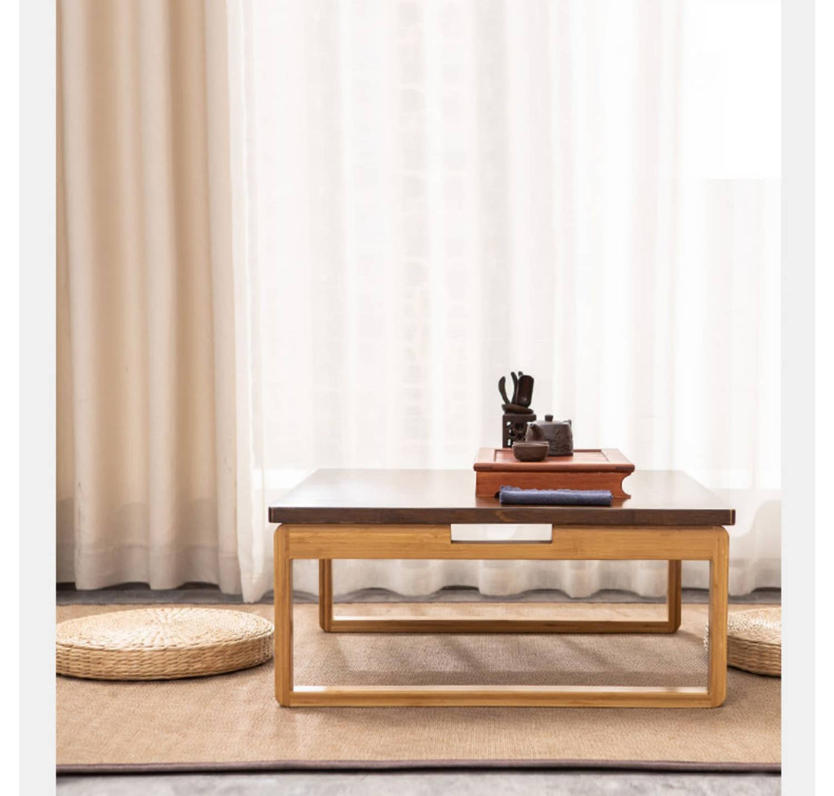 Elegant Dark Brown Bamboo Natural Wood Coffee Table for Modern Living Rooms hsl-93