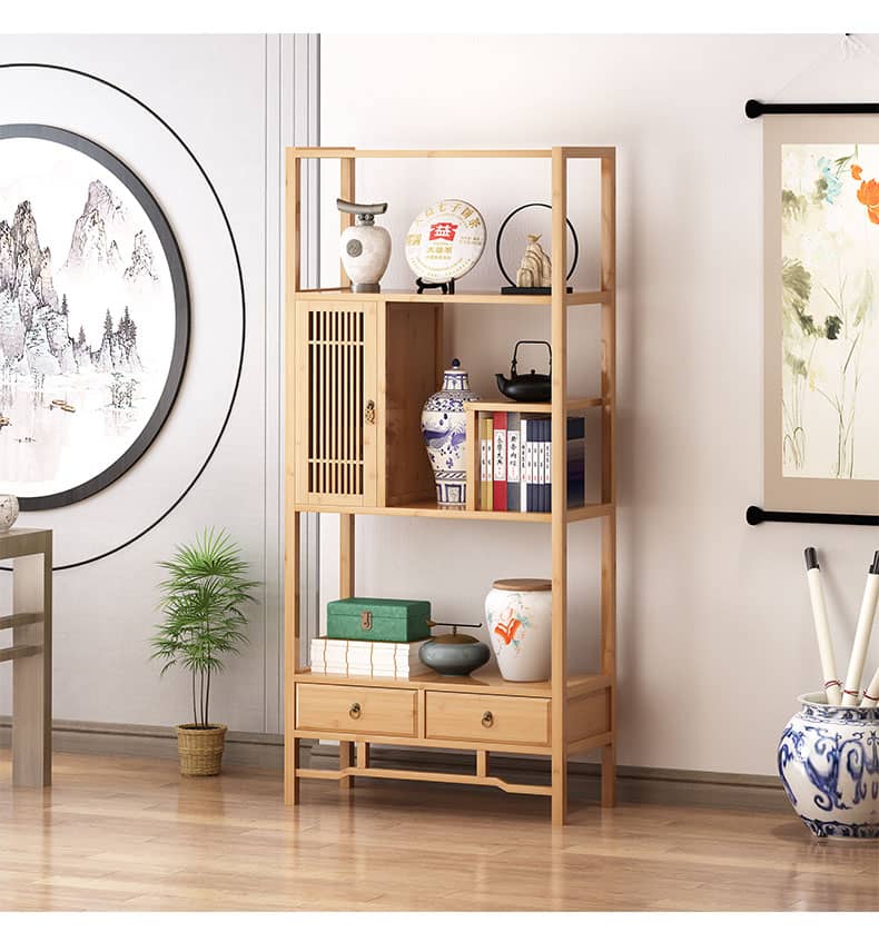 Stylish Dark Brown Bamboo Storage Rack for Home and Office Organization hsl-94