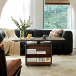 Stylish Red Oak Coffee Table with Storage Shelves - Perfect for Modern Living Rooms hsmjx-4155