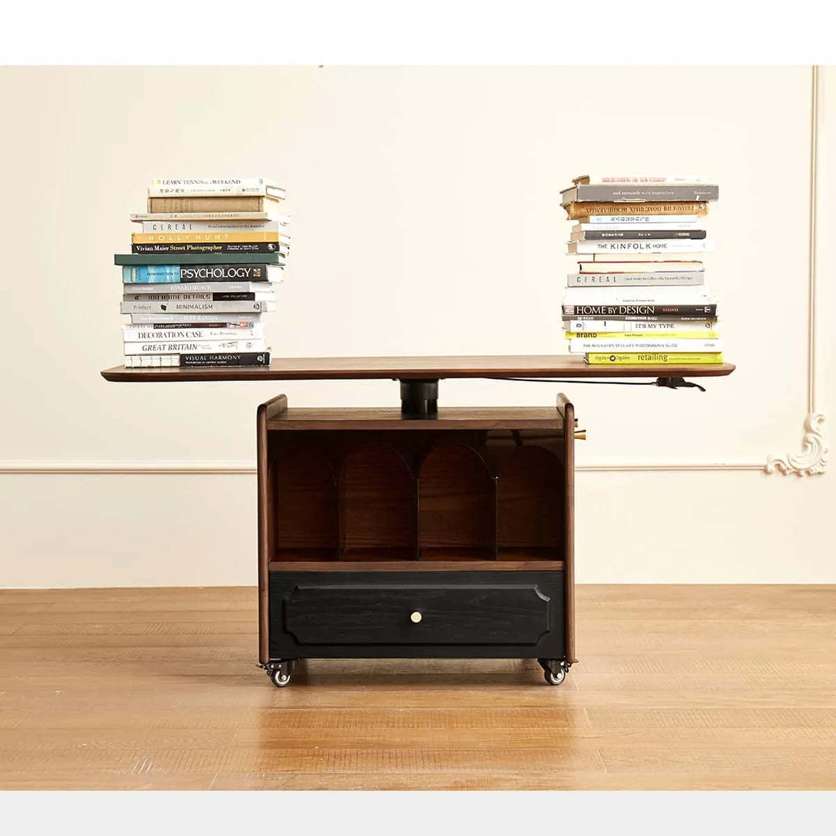 Stylish Red Oak Coffee Table with Storage Shelves - Perfect for Modern Living Rooms hsmjx-4155